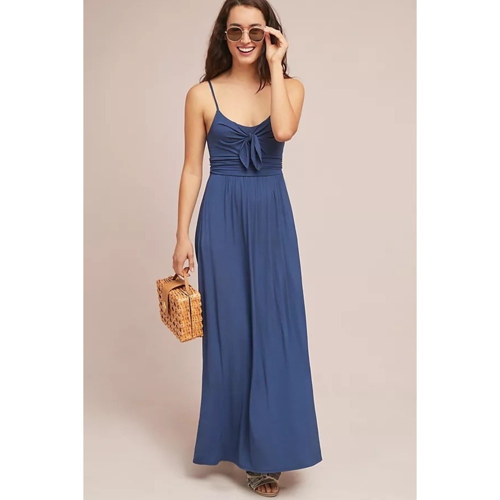 Anthropologie MOULINETTE SOEURS Brisbane Blue Maxi Dress Knit Vacation Large